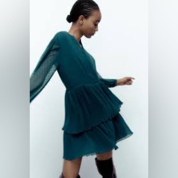Zara Teal Long Sleeve Dress - Picture 8 of 8